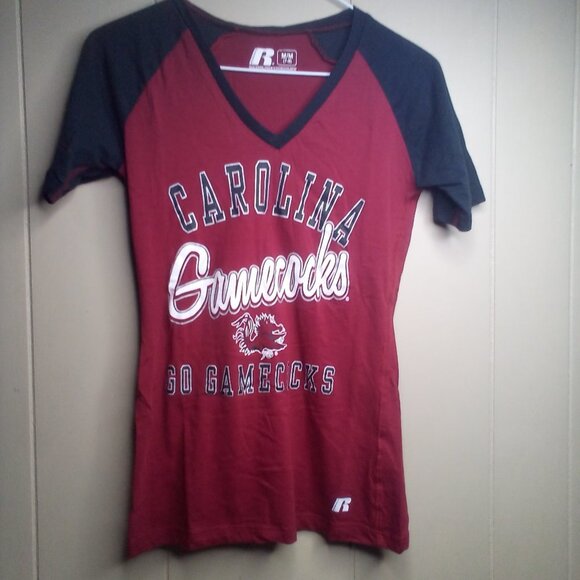 Russell Carolina Gamecocks Shirt M 7-9 Short Sleeve Red Black - Picture 9 of 11